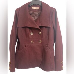 Elegant Maroon Pea Coat for Women